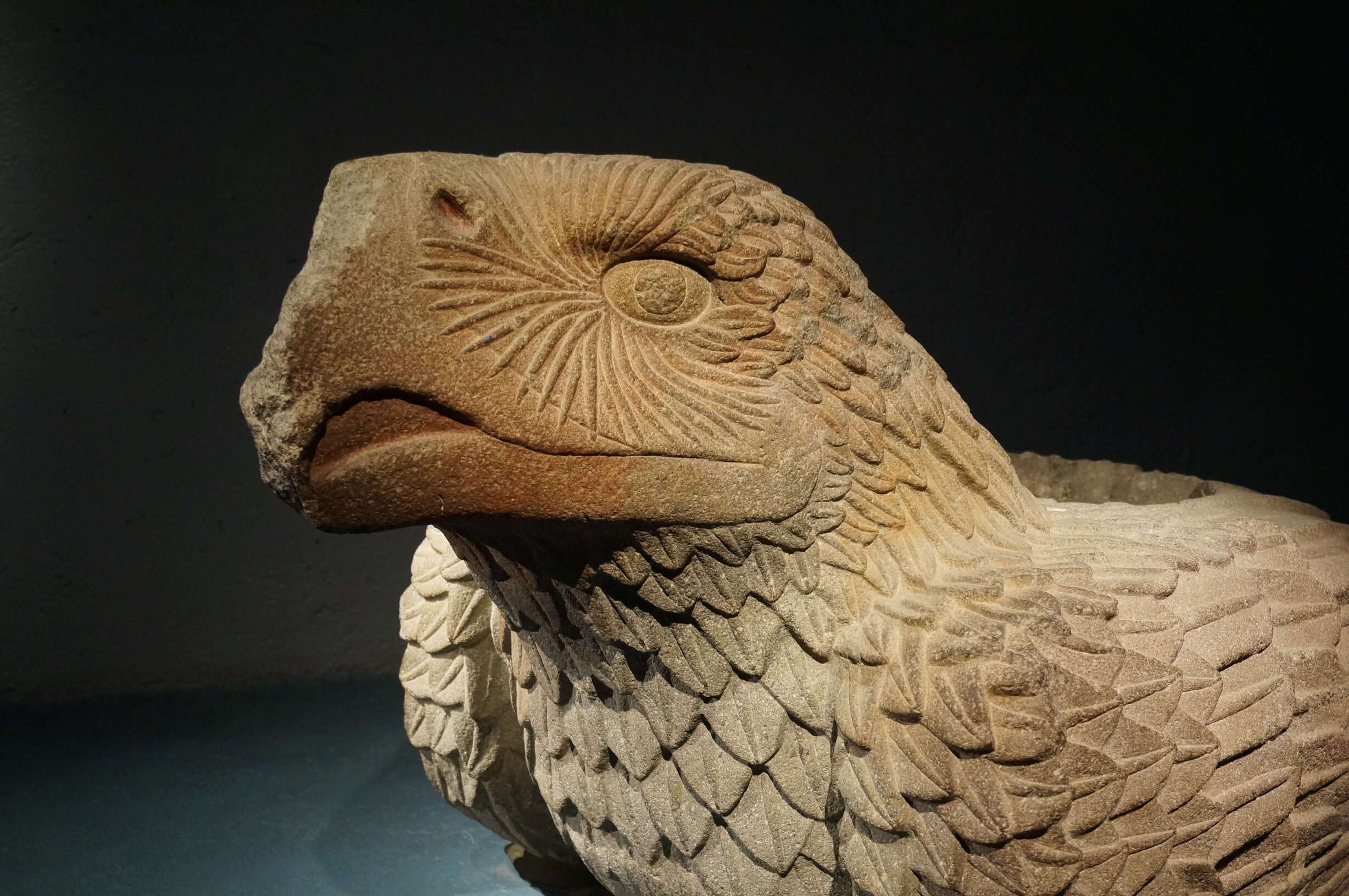 Stone carved aztetc bird head