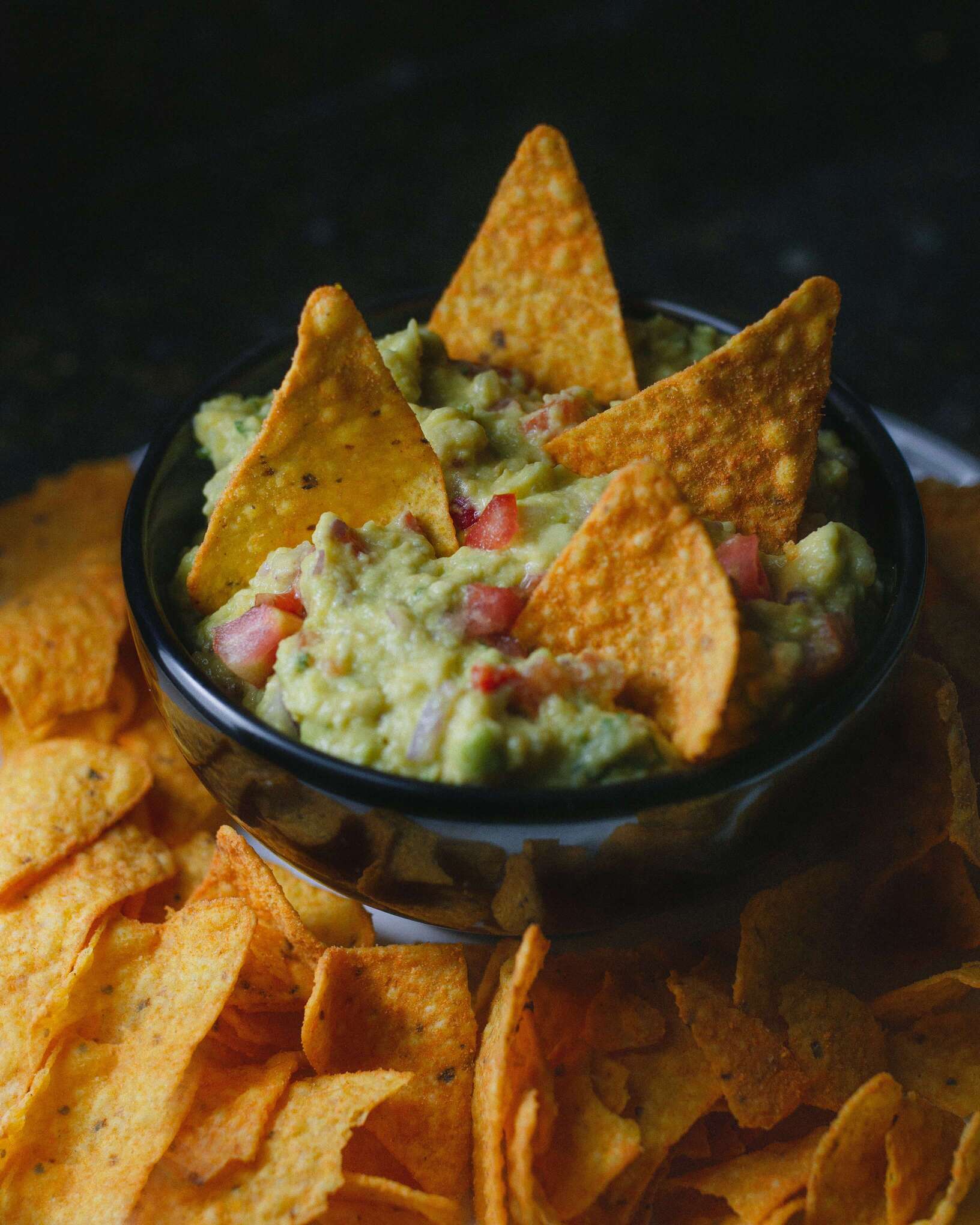 Guacamole bowl with tortilla chips